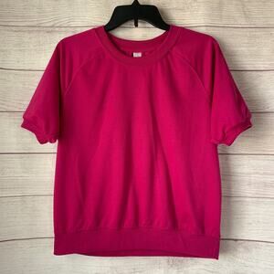 Just Be Pink Casual Short Sleeve Sweatshirt Size Large